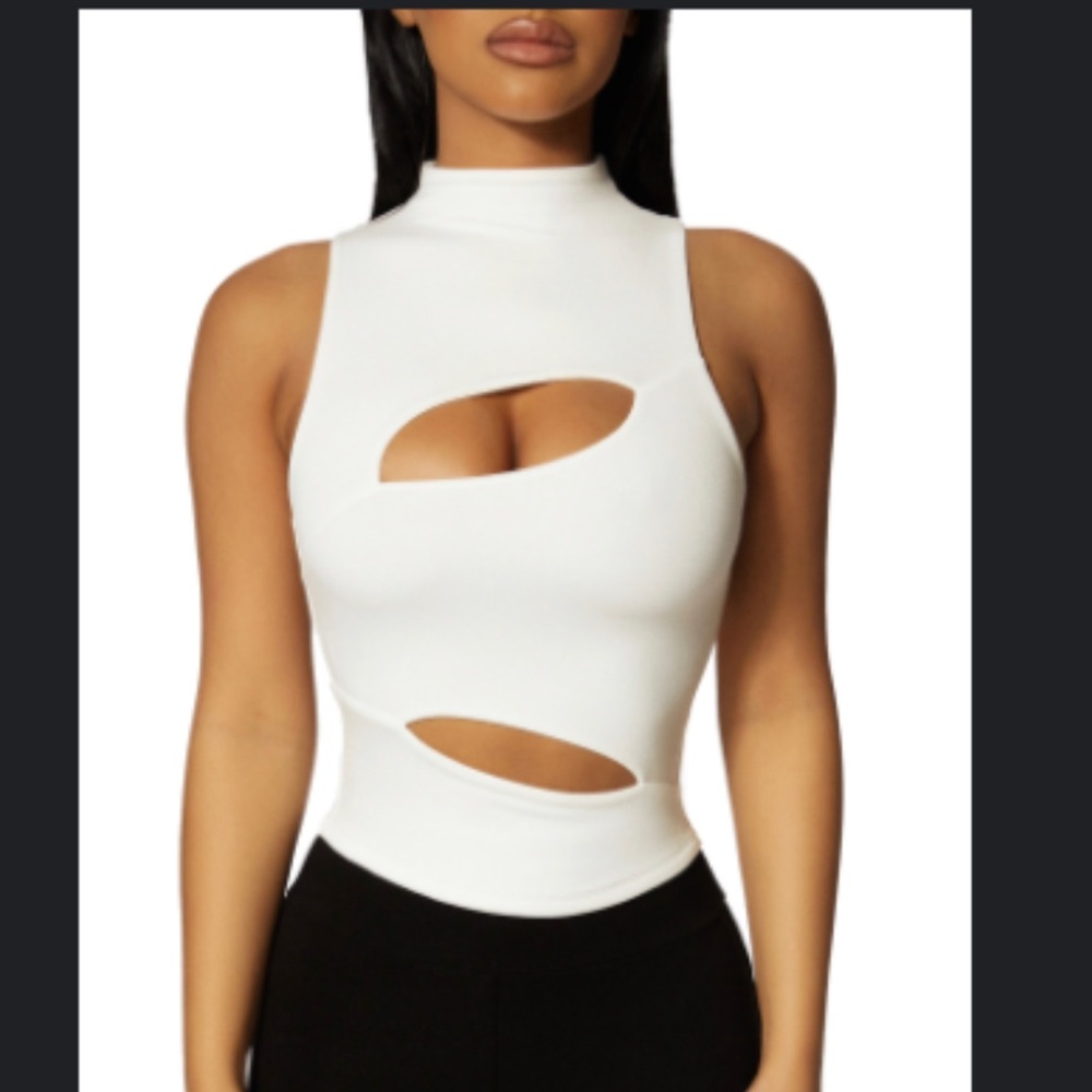 Naked Wardrobe-Naked Wardrobe Mock Neck Cutout